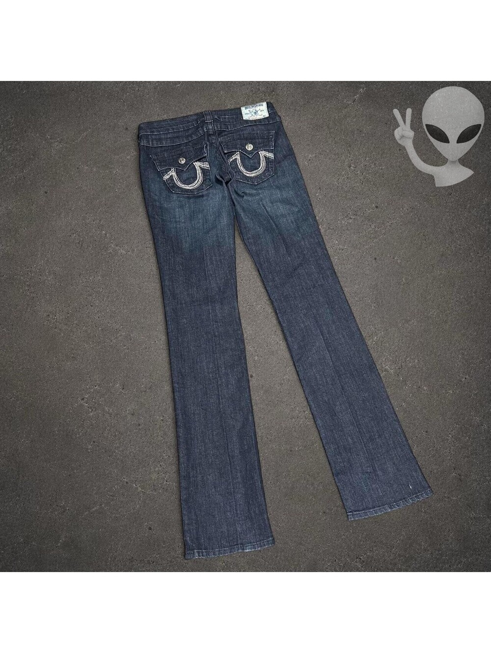 True Religion Vintage Women Low Rise Slim Straight Jeans Dark Wash Size 27 Denim